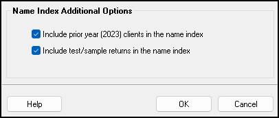 Image of "Name Index Additional Options" window